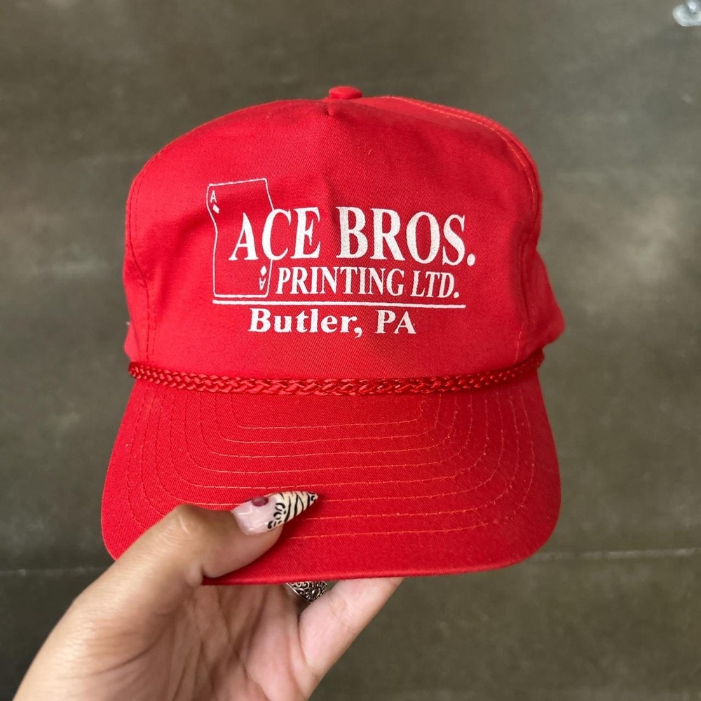 Vintage 90s Nissin Ace Bros Butler, PA Red Snapback Hat‎
